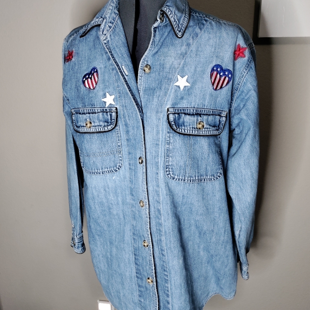 Limited Jeans Americana light wash denim shirt "Shacket" women's size XS